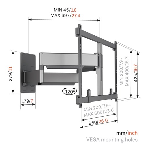 Vogel's TVM 5855 Elite Forward Motion X-Large 100” 75kg Bewegliche TV Wandhalterung
